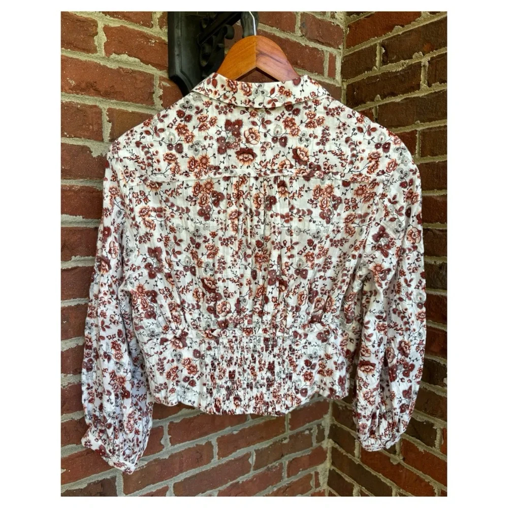 NWOT Anthropologie Smocked Buttondown Blouse  Size Small - Picture 12 of 16